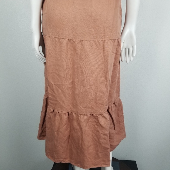 Vetta The Smocked Tier Dress in New Clay Linen Tencel Blend Size XS - Picture 9 of 12